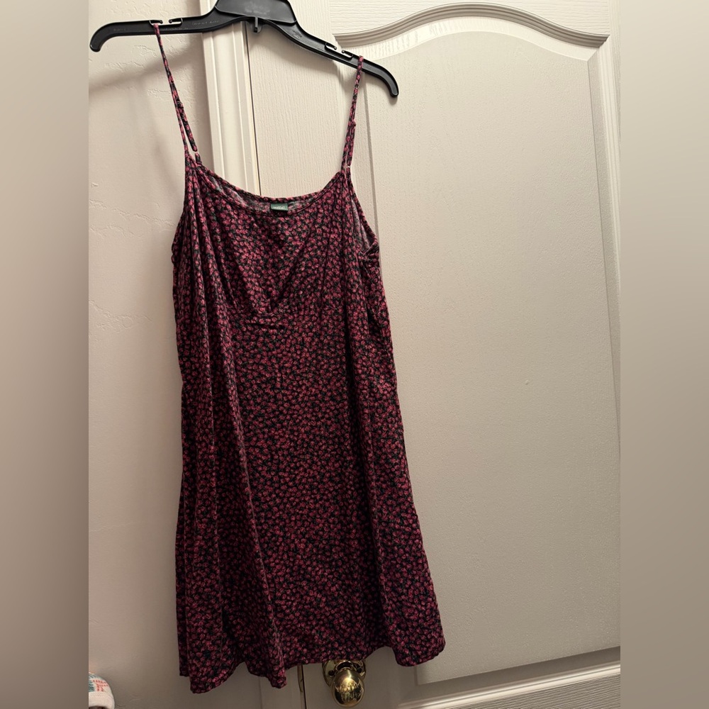 Black Red Floral Slip Dress Vintage Inspired